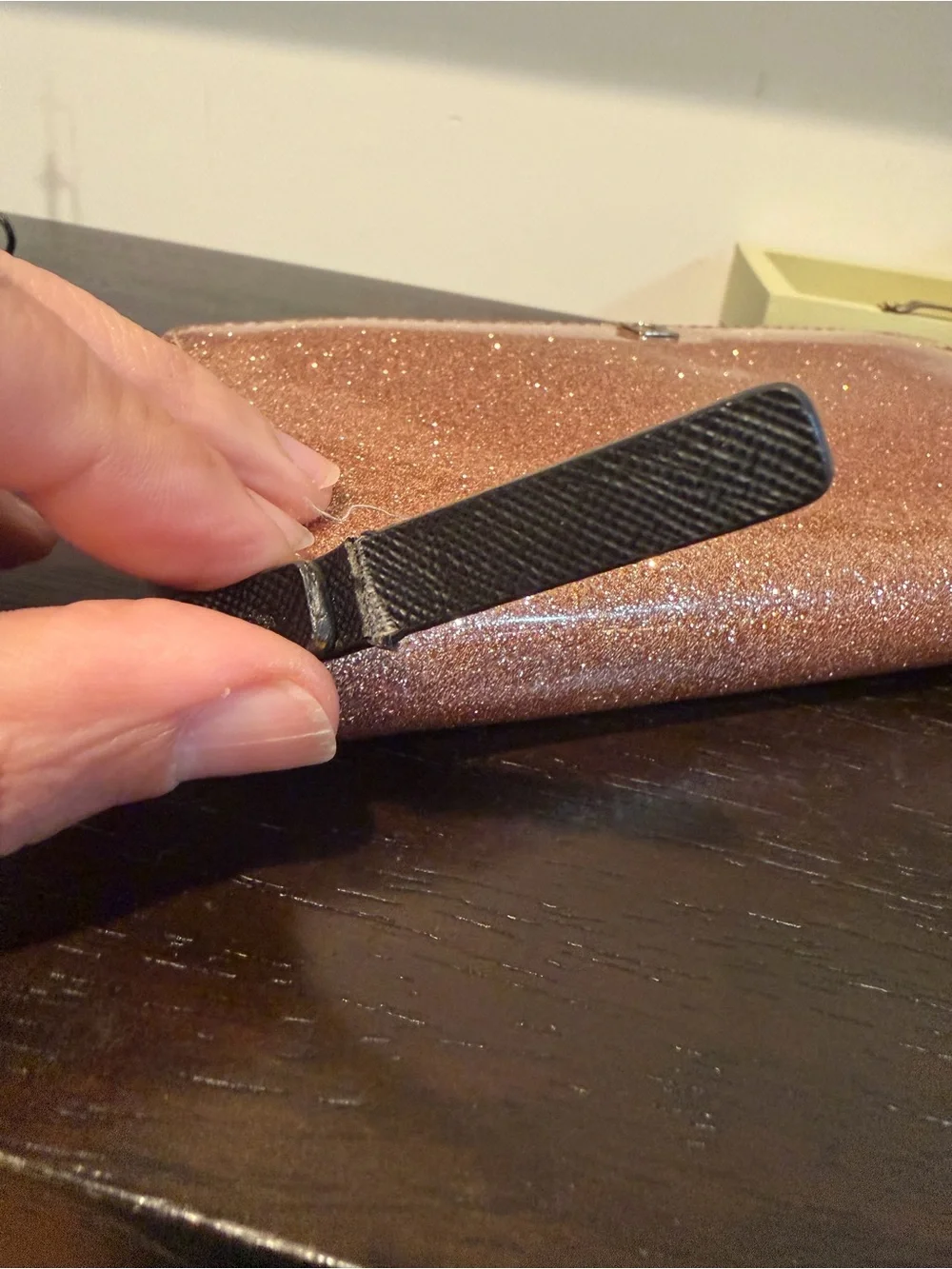 kate spade Rose Gold Glitter Zip Wallet